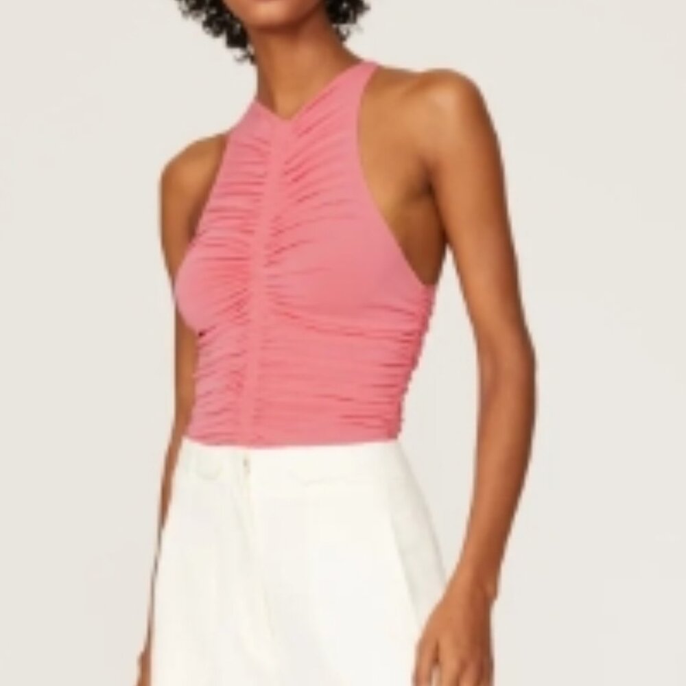 A.L.C. Pink Ruched Halter Tank Top